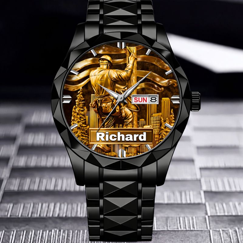 Lineworker Pride Customized Watch – Personalized Name - Gift For Lineworkers