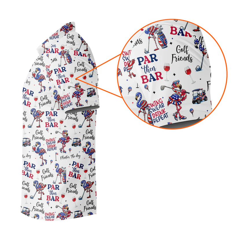 Par Then Bar Funny Flamingo Patriot Golf Shirt, 250th Anniversary Golf Shirts For Men, 4th Of July Golf Shirt