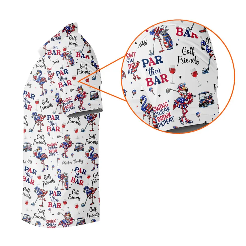 Par Then Bar Funny Flamingo Patriot Golf Shirt, 250th Anniversary Golf Shirts For Men, 4th Of July Golf Shirt