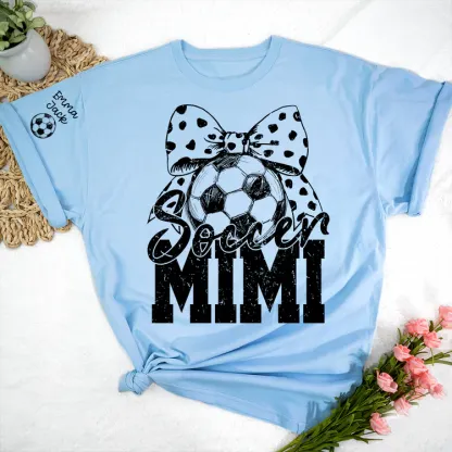 Soccer Mimi Shirt Personalized with Grandkids Names, Soccer Ball Bow Family T Shirt