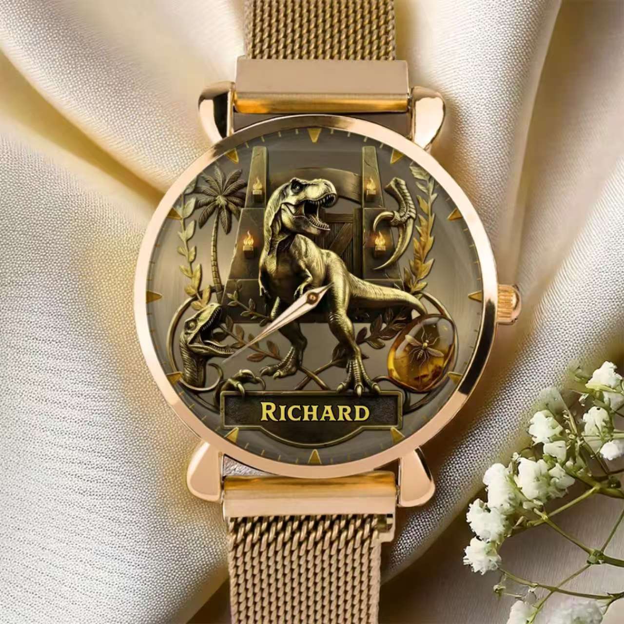 Personalized Dino Explorer T-Rex Watch – Add Your Name, Ancient World Theme