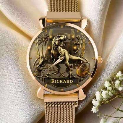 Personalized Dino Explorer T-Rex Watch – Add Your Name, Ancient World Theme