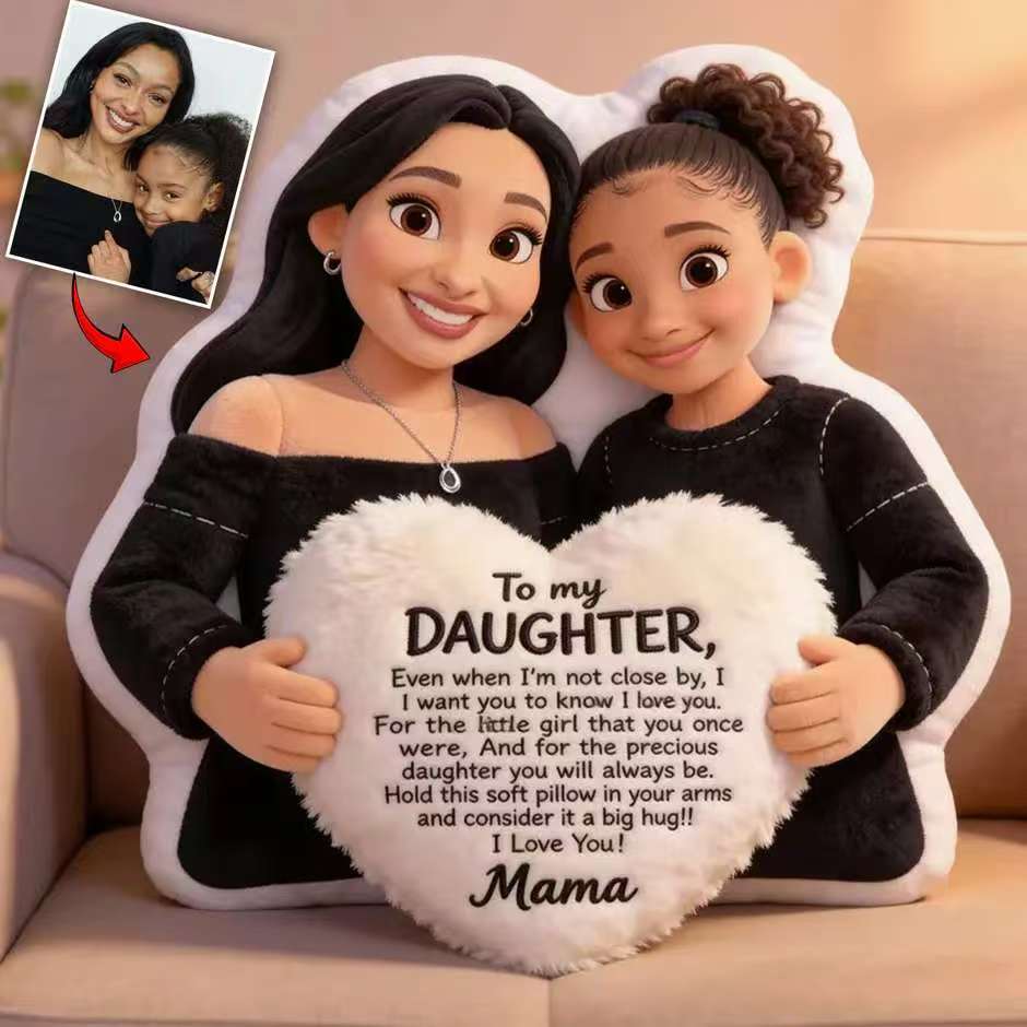 To My Daughter - Personalized Mother Faux Fur Shaped Pillow