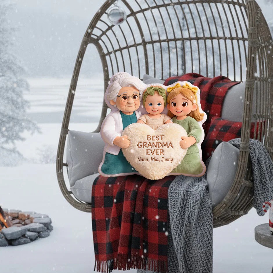 Best Grandma Ever - Personalized Grandma Faux Fur Shaped Pillow