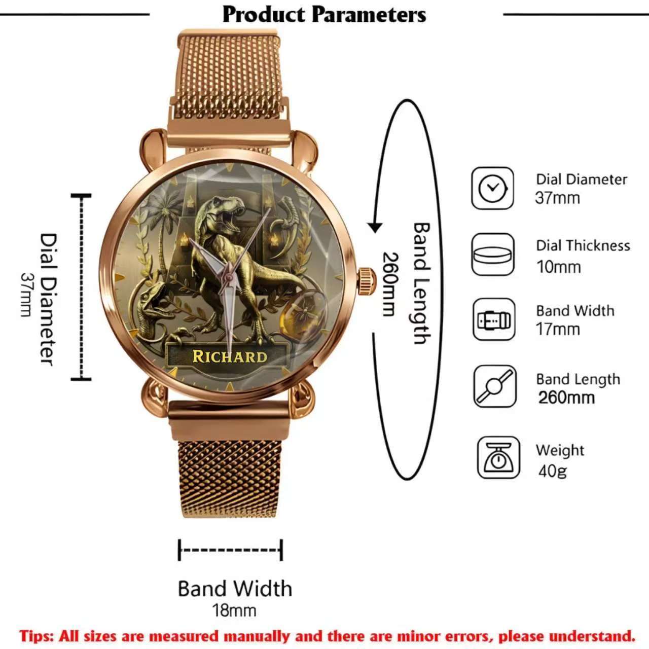 Personalized Dino Explorer T-Rex Watch – Add Your Name, Ancient World Theme