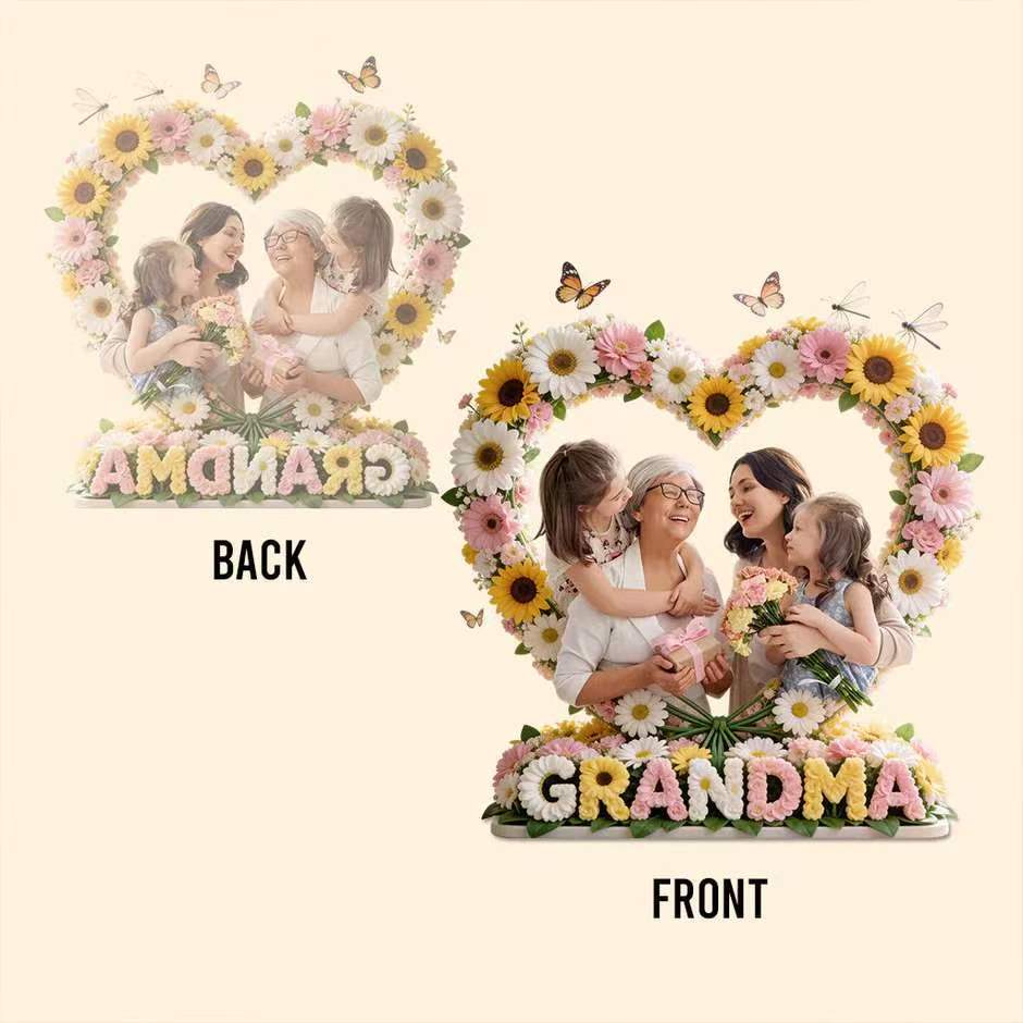 Love Mom, Grandma Gift - Personalized Mother Custom Shaped Acrylic Plaque