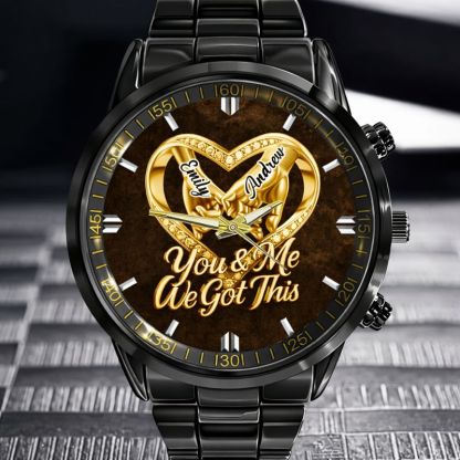 Customized Anniversary Wedding Couple Watch - Personalized Name - Gifts For Husband And Wife, Him And Her