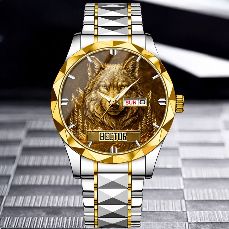 Customized Wolf Watch - Personalized Name - Gift for Wolf Lovers