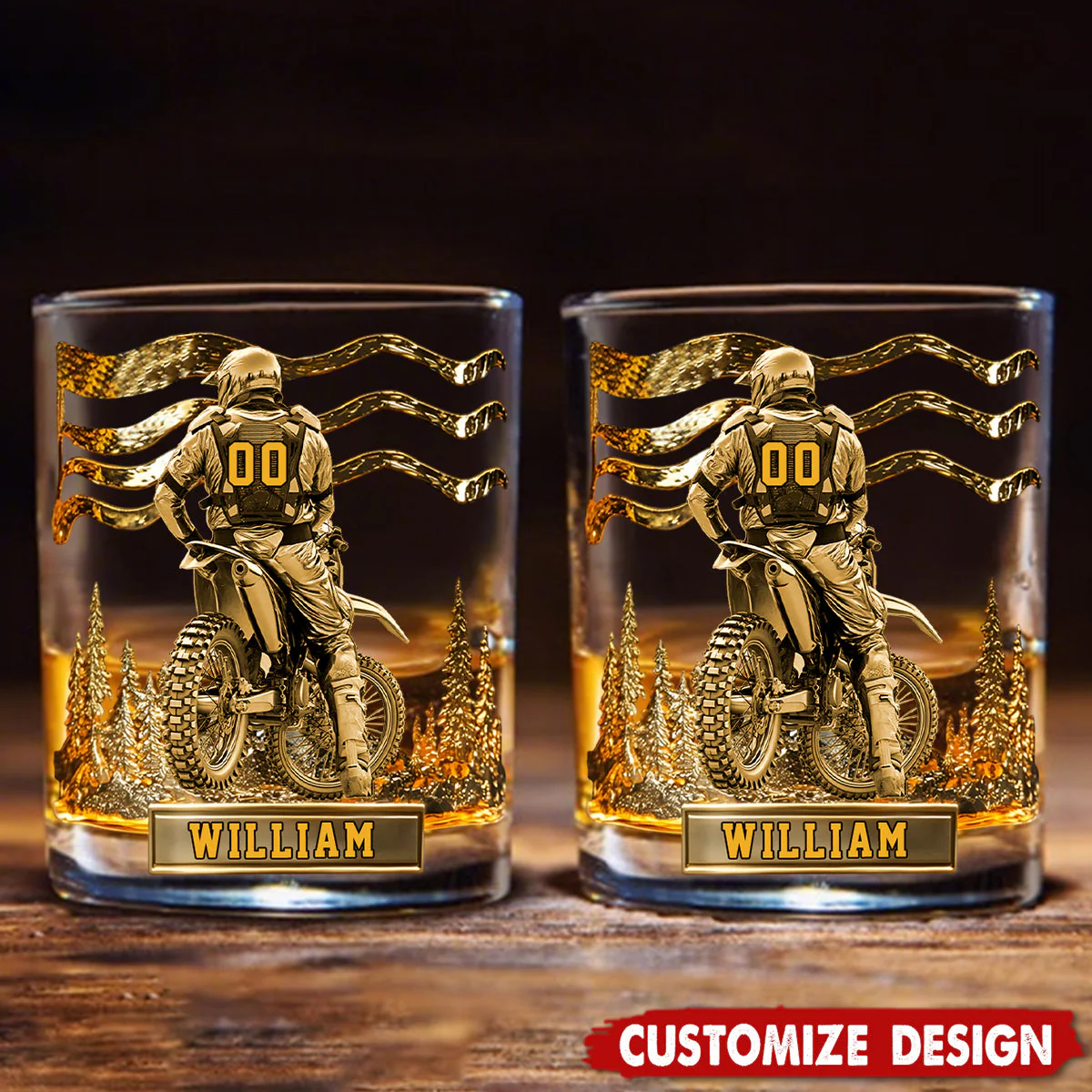 Personalized Motocross Racer Whiskey Glass