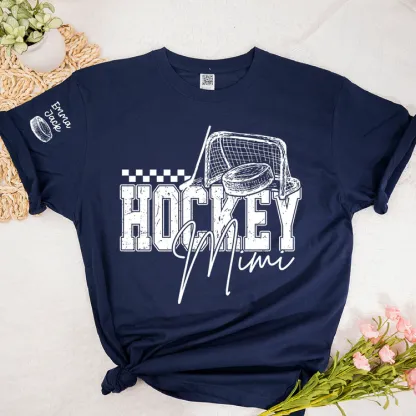 Custom Hockey Mimi T Shirt, Personalized Family Names with Hockey Design