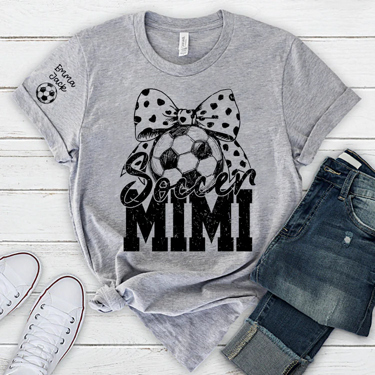 Soccer Mimi Shirt Personalized with Grandkids Names, Soccer Ball Bow Family T Shirt