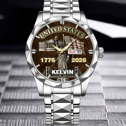 My Pride Is United States Customized Watch - Personalized Name And Year - Exclusive Gift For Americans