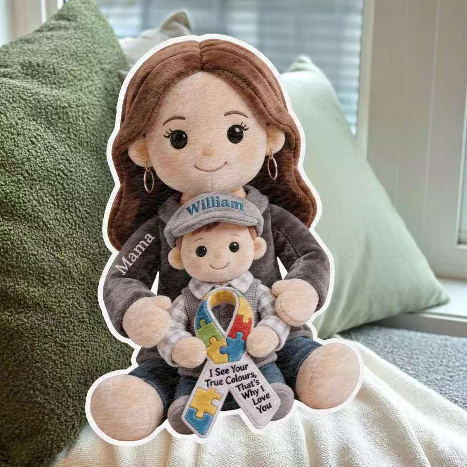 Autism Awareness Hug - Personalized Autism Awareness Faux Fur Shaped Pillow