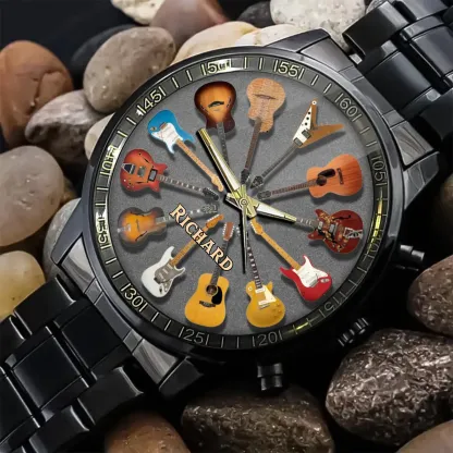 Personalized Rock Around the Clock Guitar Watch for Music Lovers