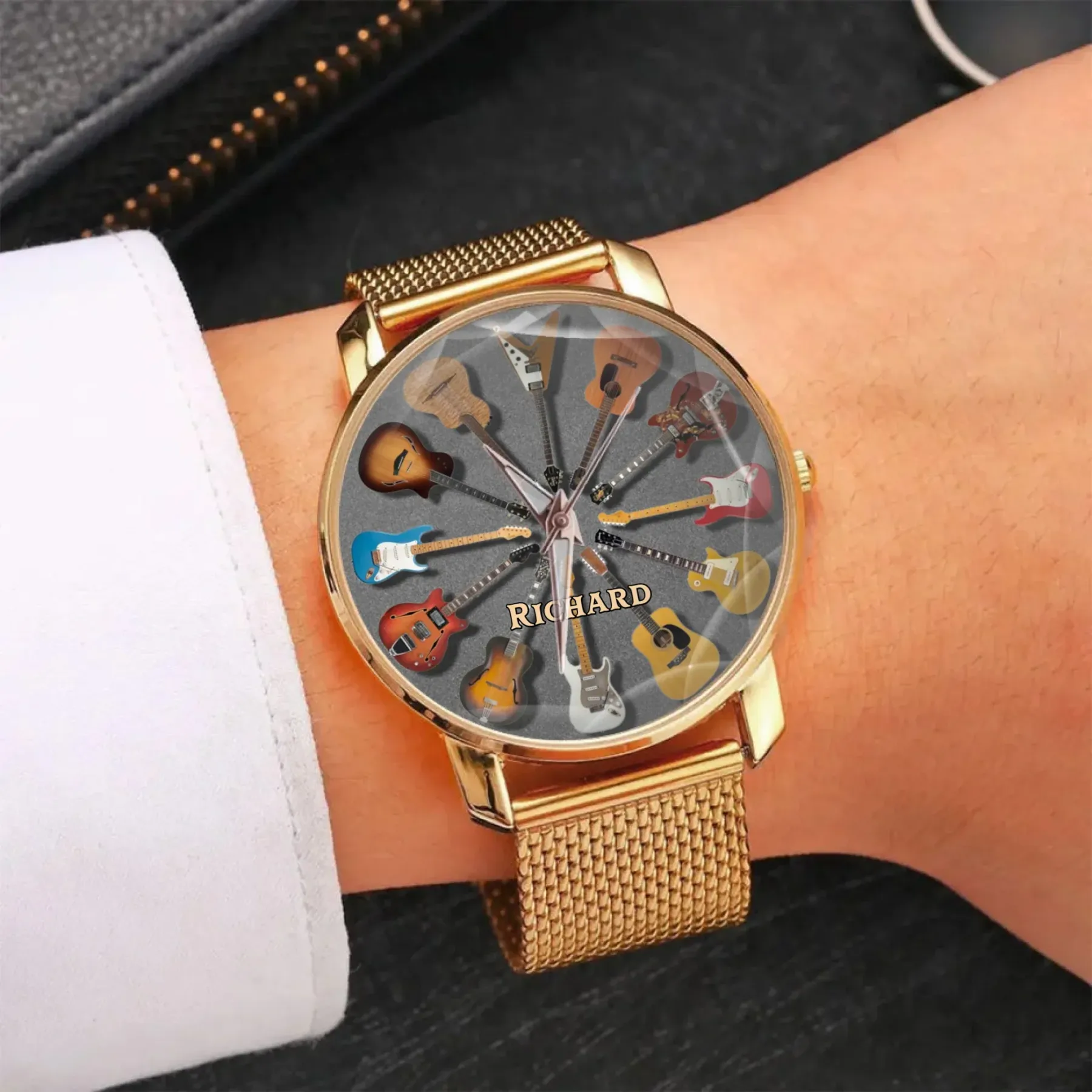 Personalized Rock Around the Clock Guitar Watch for Music Lovers