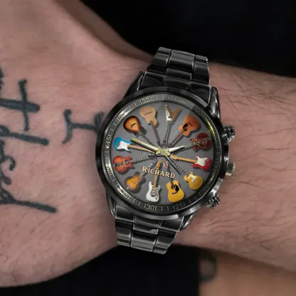 Personalized Rock Around the Clock Guitar Watch for Music Lovers