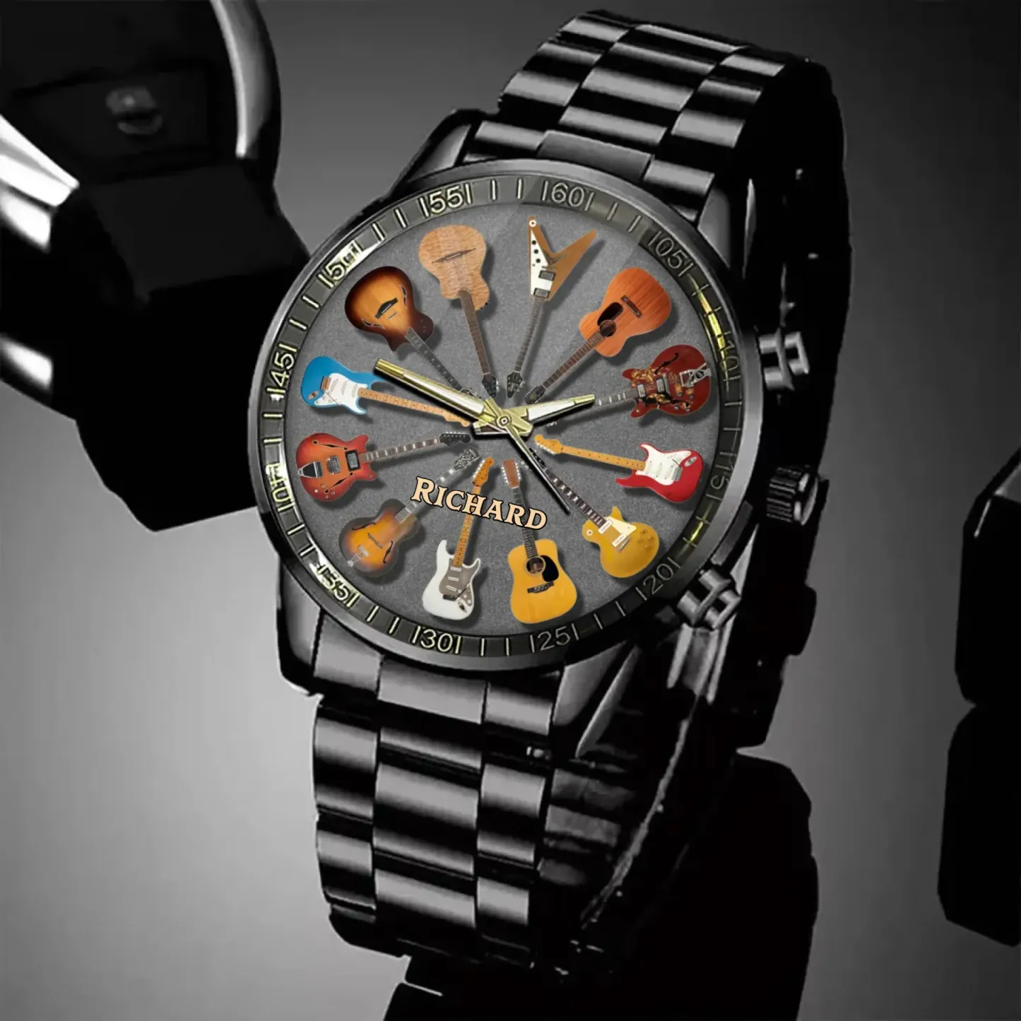 Personalized Rock Around the Clock Guitar Watch for Music Lovers