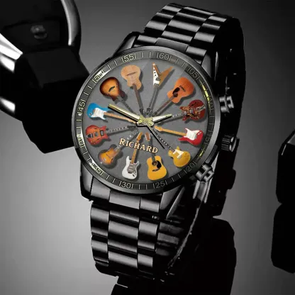 Personalized Rock Around the Clock Guitar Watch for Music Lovers