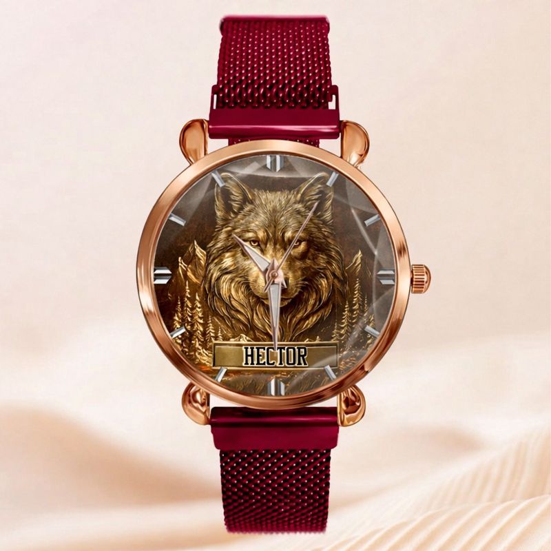 Customized Wolf Watch - Personalized Name - Gift for Wolf Lovers