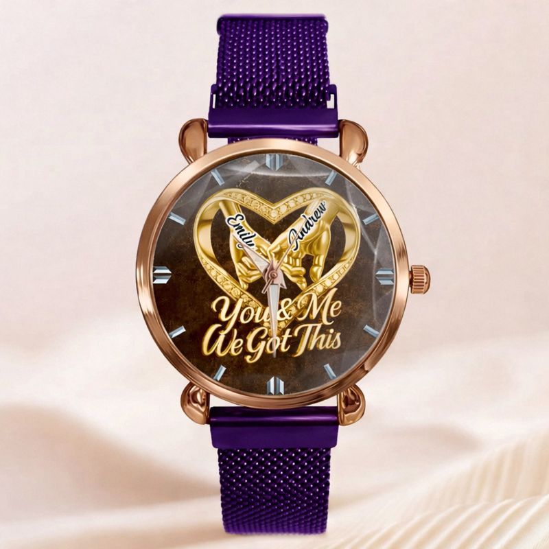 Customized Anniversary Wedding Couple Watch - Personalized Name - Gifts For Husband And Wife, Him And Her