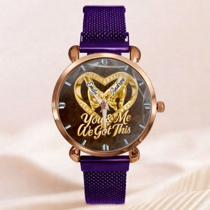 Customized Anniversary Wedding Couple Watch - Personalized Name - Gifts For Husband And Wife, Him And Her