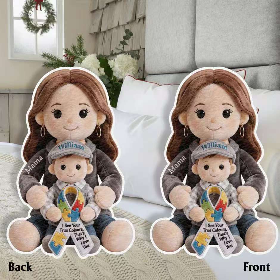 Autism Awareness Hug - Personalized Autism Awareness Faux Fur Shaped Pillow