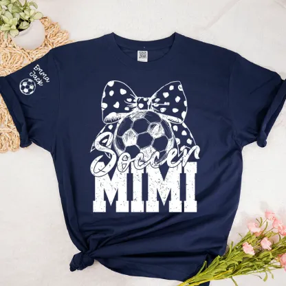 Soccer Mimi Shirt Personalized with Grandkids Names, Soccer Ball Bow Family T Shirt
