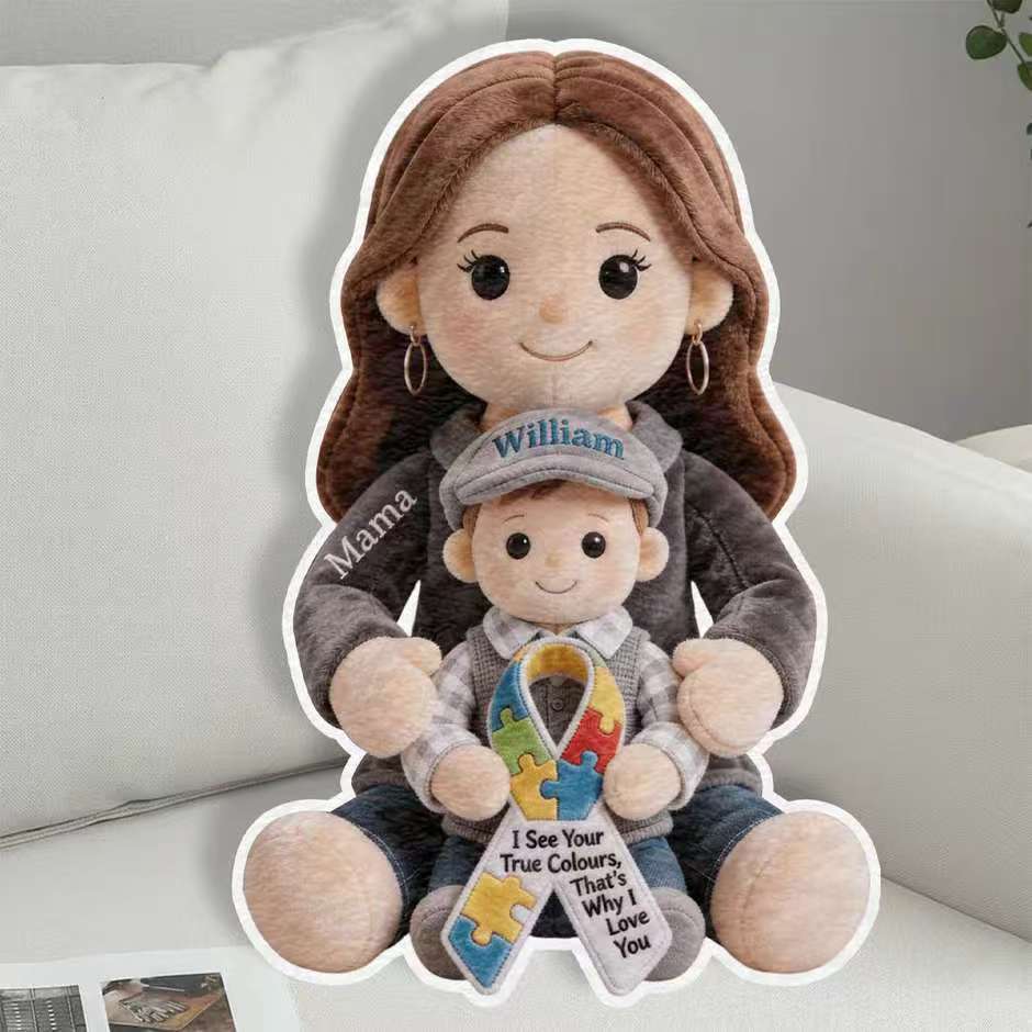 Autism Awareness Hug - Personalized Autism Awareness Faux Fur Shaped Pillow