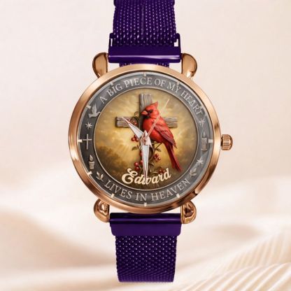 Customized Cardinal Cross Memorial Watch - Personalized Name - Gift for Family & Loved Ones