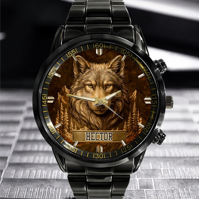 Customized Wolf Watch - Personalized Name - Gift for Wolf Lovers