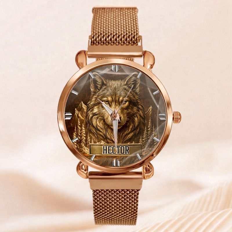 Customized Wolf Watch - Personalized Name - Gift for Wolf Lovers