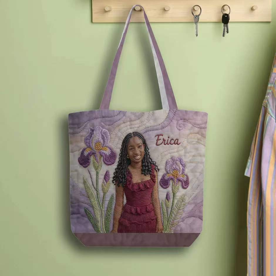 Custom Any Photo Birth Flower - Personalized Self Love Quilted Tote Bag