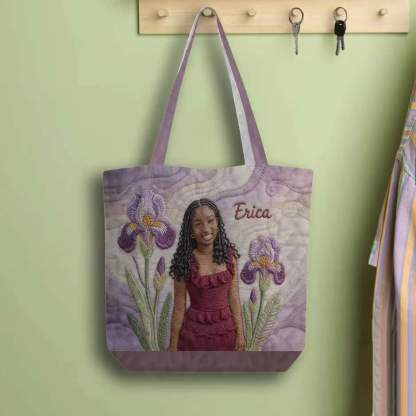 Custom Any Photo Birth Flower - Personalized Self Love Quilted Tote Bag