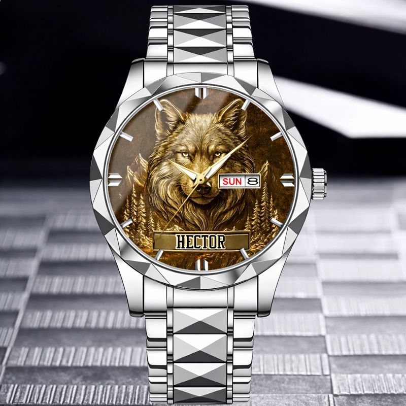 Customized Wolf Watch - Personalized Name - Gift for Wolf Lovers