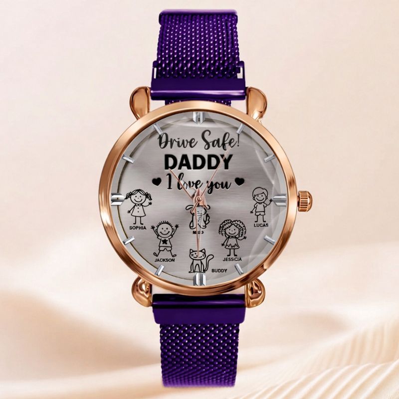 Drive Safe Grandpa Daddy Customized Watch - Personalized Name - Gift For Grandpa, Daddy