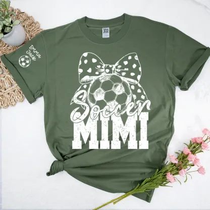 Soccer Mimi Shirt Personalized with Grandkids Names, Soccer Ball Bow Family T Shirt