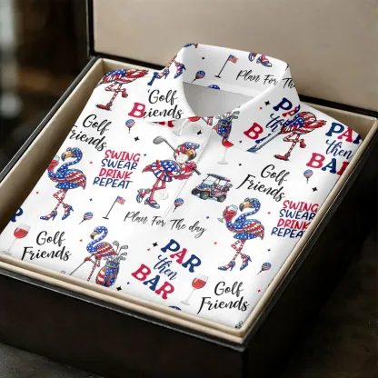 Par Then Bar Funny Flamingo Patriot Golf Shirt, 250th Anniversary Golf Shirts For Men, 4th Of July Golf Shirt