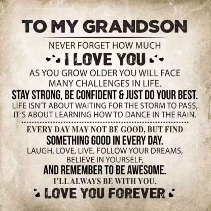 "To My Grandson - I Love You Forever"