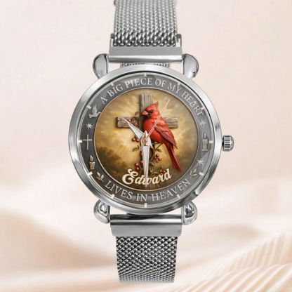 Customized Cardinal Cross Memorial Watch - Personalized Name - Gift for Family & Loved Ones