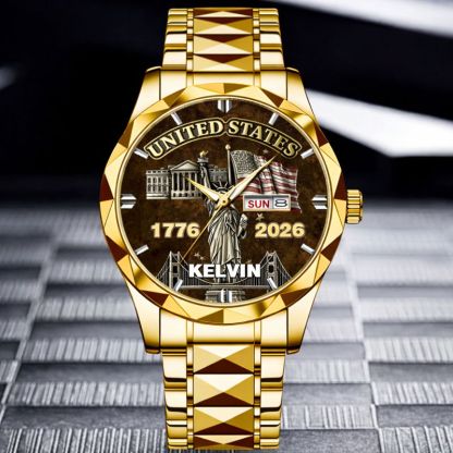My Pride Is United States Customized Watch - Personalized Name And Year - Exclusive Gift For Americans