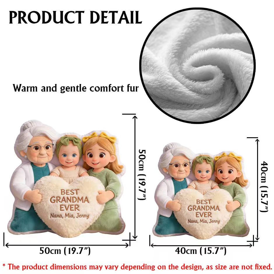 Best Grandma Ever - Personalized Grandma Faux Fur Shaped Pillow