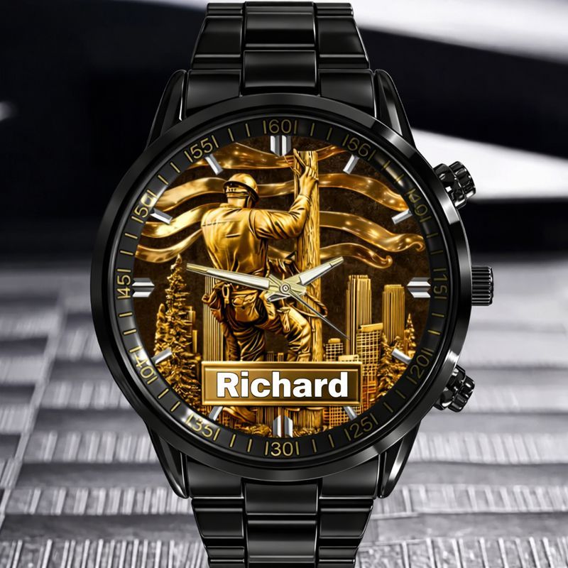 Lineworker Pride Customized Watch – Personalized Name - Gift For Lineworkers