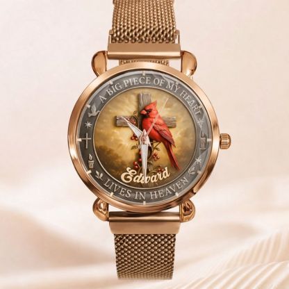 Customized Cardinal Cross Memorial Watch - Personalized Name - Gift for Family & Loved Ones