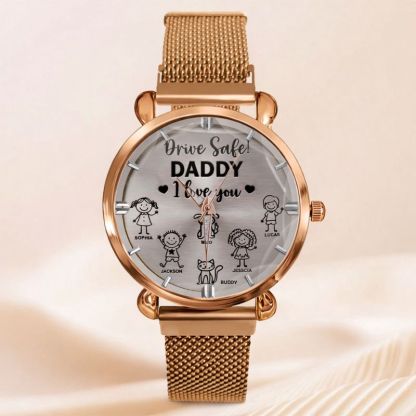 Drive Safe Grandpa Daddy Customized Watch - Personalized Name - Gift For Grandpa, Daddy
