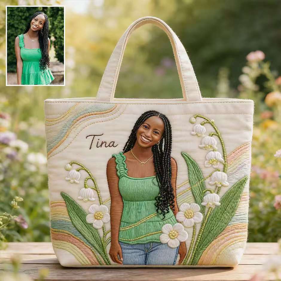 Custom Any Photo Birth Flower - Personalized Self Love Quilted Tote Bag