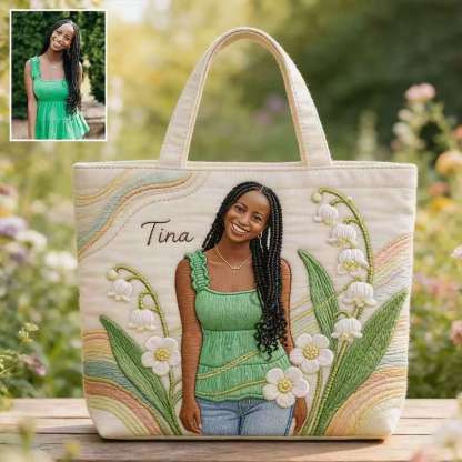 Custom Any Photo Birth Flower - Personalized Self Love Quilted Tote Bag