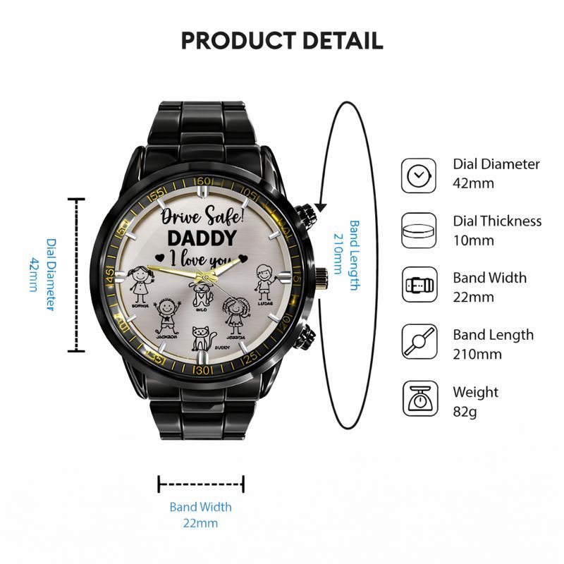 Drive Safe Grandpa Daddy Customized Watch - Personalized Name - Gift For Grandpa, Daddy