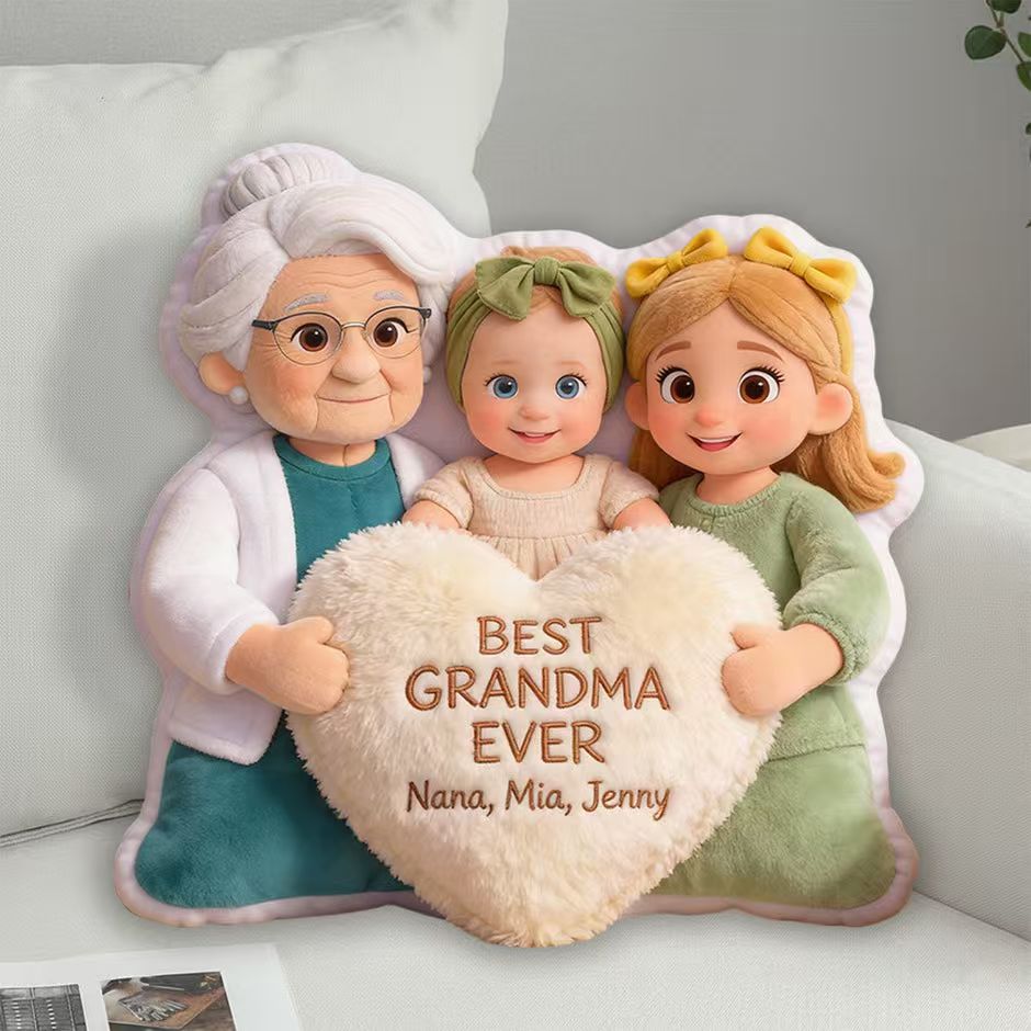 Best Grandma Ever - Personalized Grandma Faux Fur Shaped Pillow