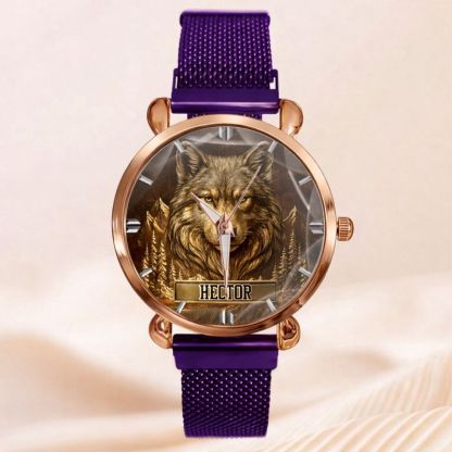 Customized Wolf Watch - Personalized Name - Gift for Wolf Lovers