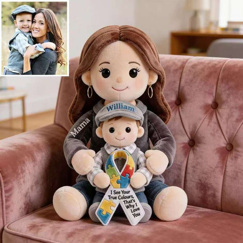 Autism Awareness Hug - Personalized Autism Awareness Faux Fur Shaped Pillow